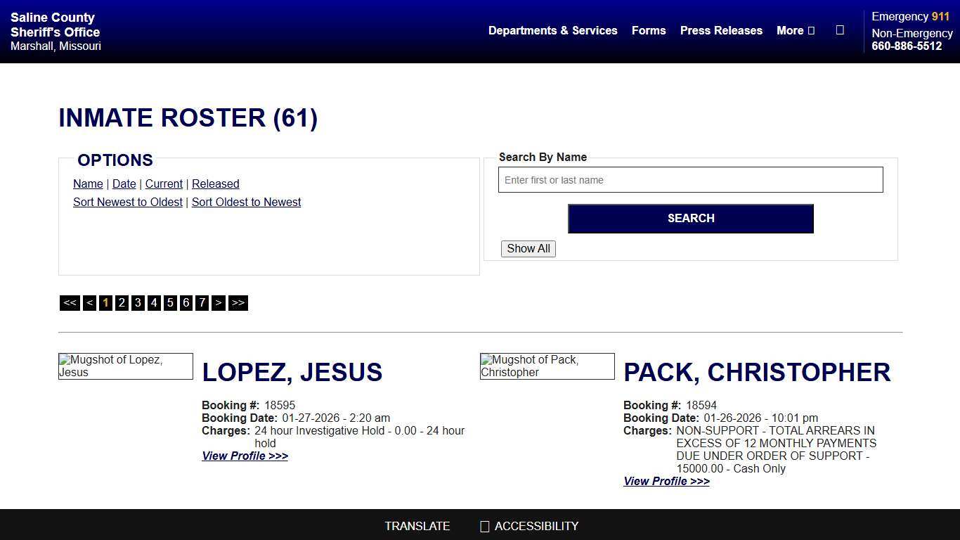 Inmate Roster - Current Inmates Booking Date Descending - Saline County Sheriff MO